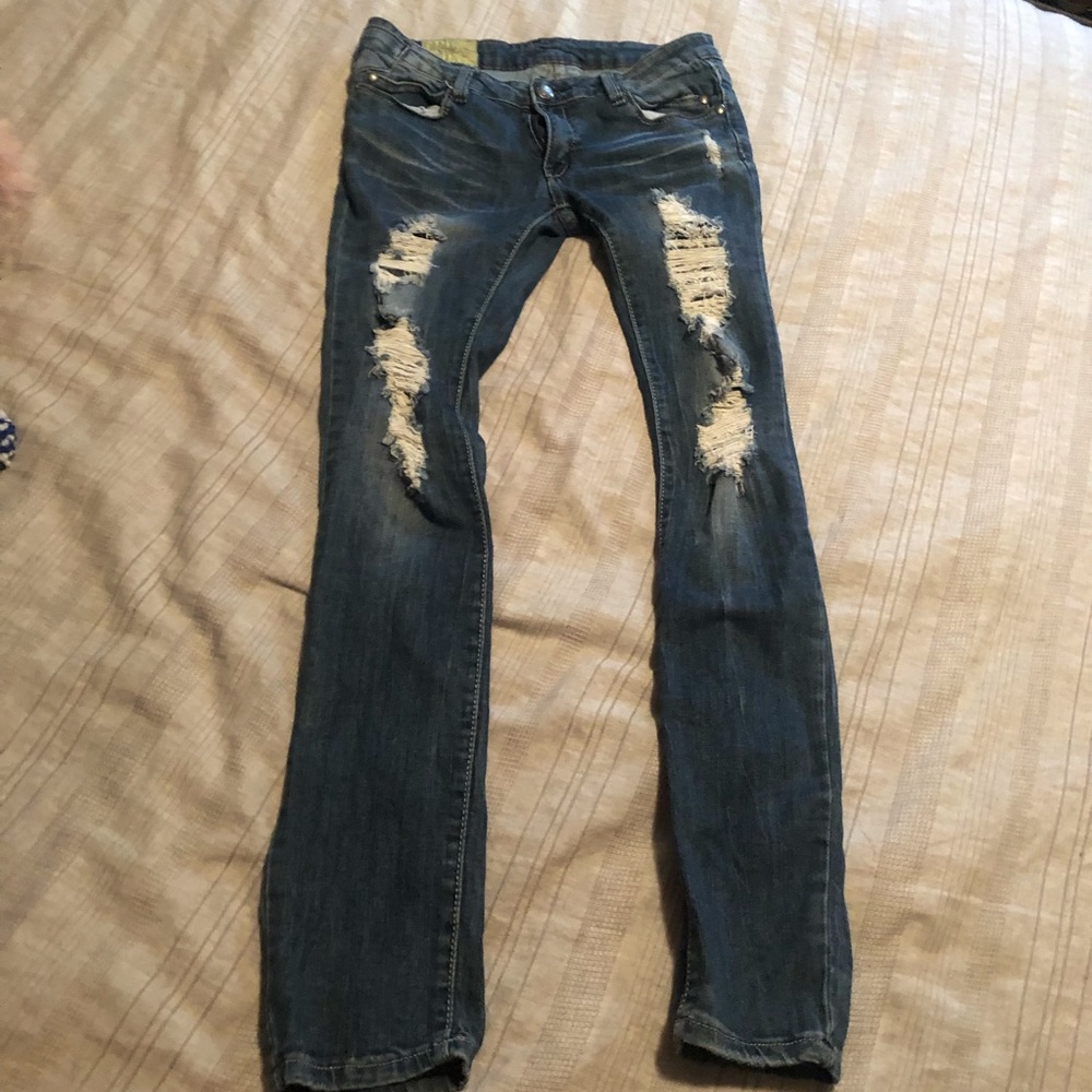 Machine Destruction Wash Skinny Jeans Size 31 (28)